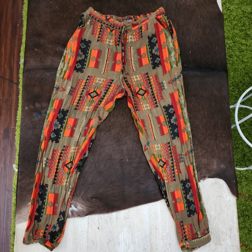 SPOON JEANS Womens Sonoma Pattern Jogger Ankle Pants Medium orange green southwe